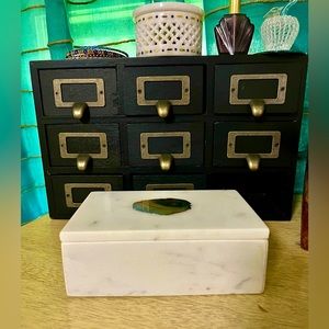 White Alabaster & Blue Agate Jewelry box